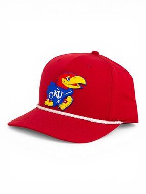 Kansas Jayhawks 3D Five Panel Classic Rope Hat- Red/ White